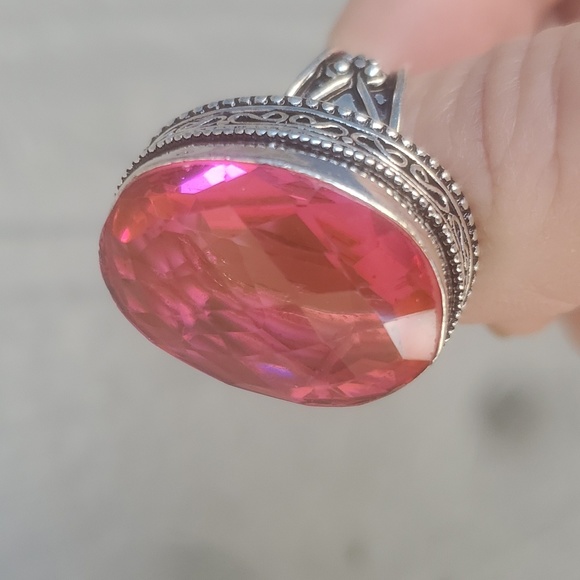 New Faceted Pink Mystic Topaz 925 Silver Ring. - Picture 15 of 16